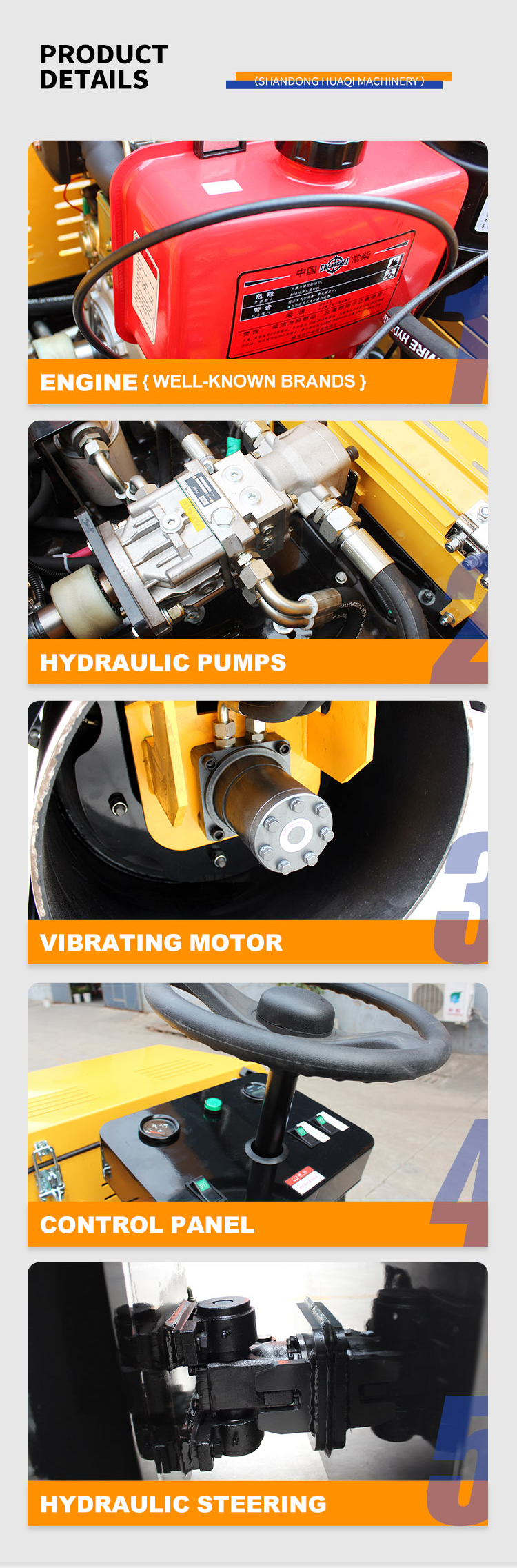 Small Vibratory Mini Compactor Roller Double Drum Roller with 55L Water Tank Capacity