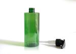 Green Cylinder PET Cosmetic Bottles For Body Lotion Products Half Transparent