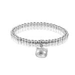 5mm Sterling Silver Beads Bracelet with 925 Silver Cat Charm 6.5 inches (B120703