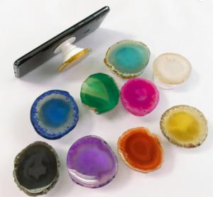 China 40-60mm Hexagon Agate Slice Universal Cell Phone Expanding Handle Hand Grip Holder and Stand for holder Your Phone factory