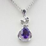 Sterling Silver 7X9mm Oval aRuby Cubic Zirconia Pendant Jewelry (P16)