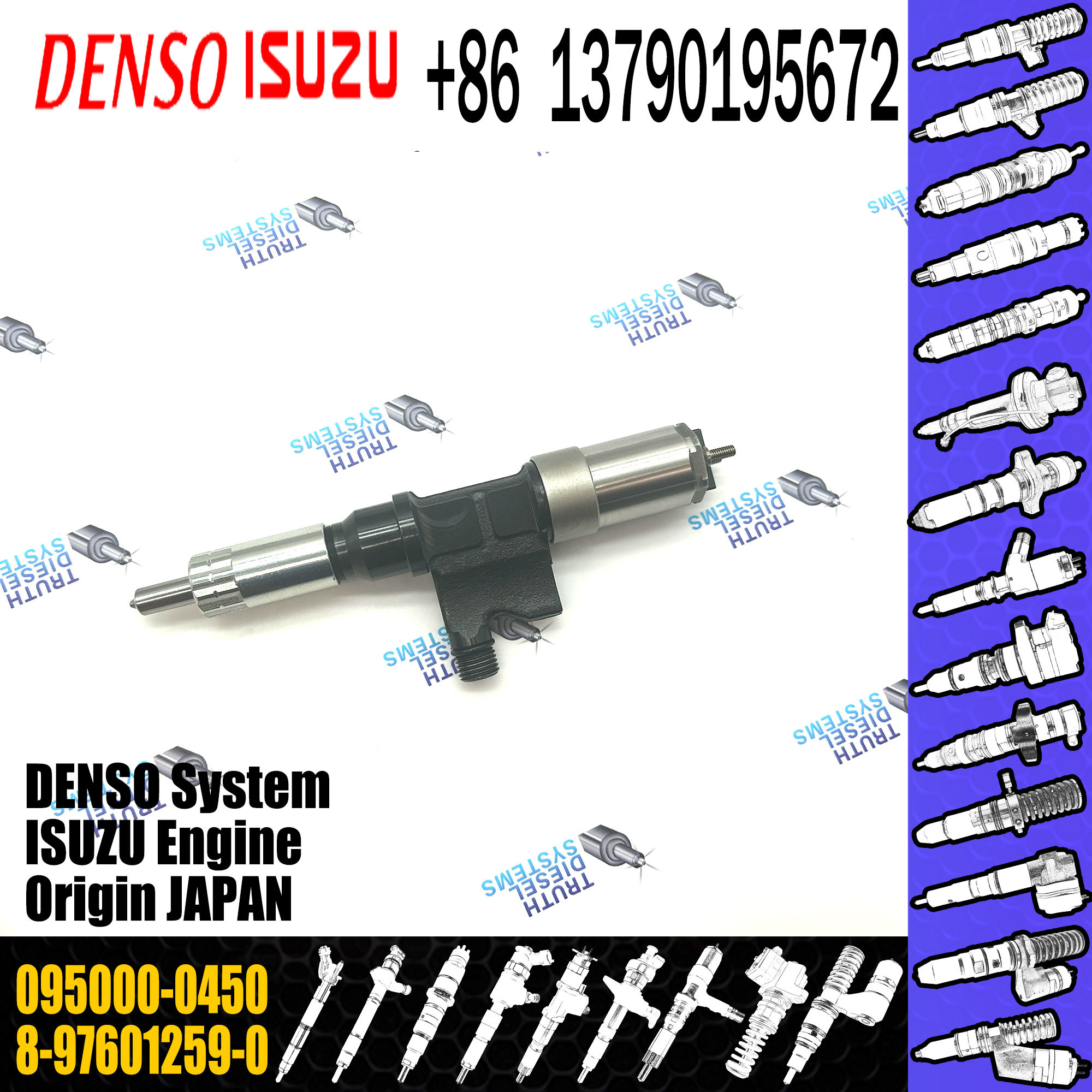 High Quality Common Rail Injector 095000-0450 8-97601259-0 For ISUZU 6HK1
