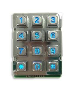 China Zinc Alloy Rugged Blue Backlight 12 keys Keypad with 9 Pin factory