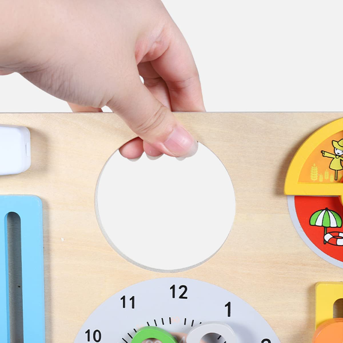 Beech Wood Double-sided Educational Activity Board for Kids Learning Wooden Sensory Toy