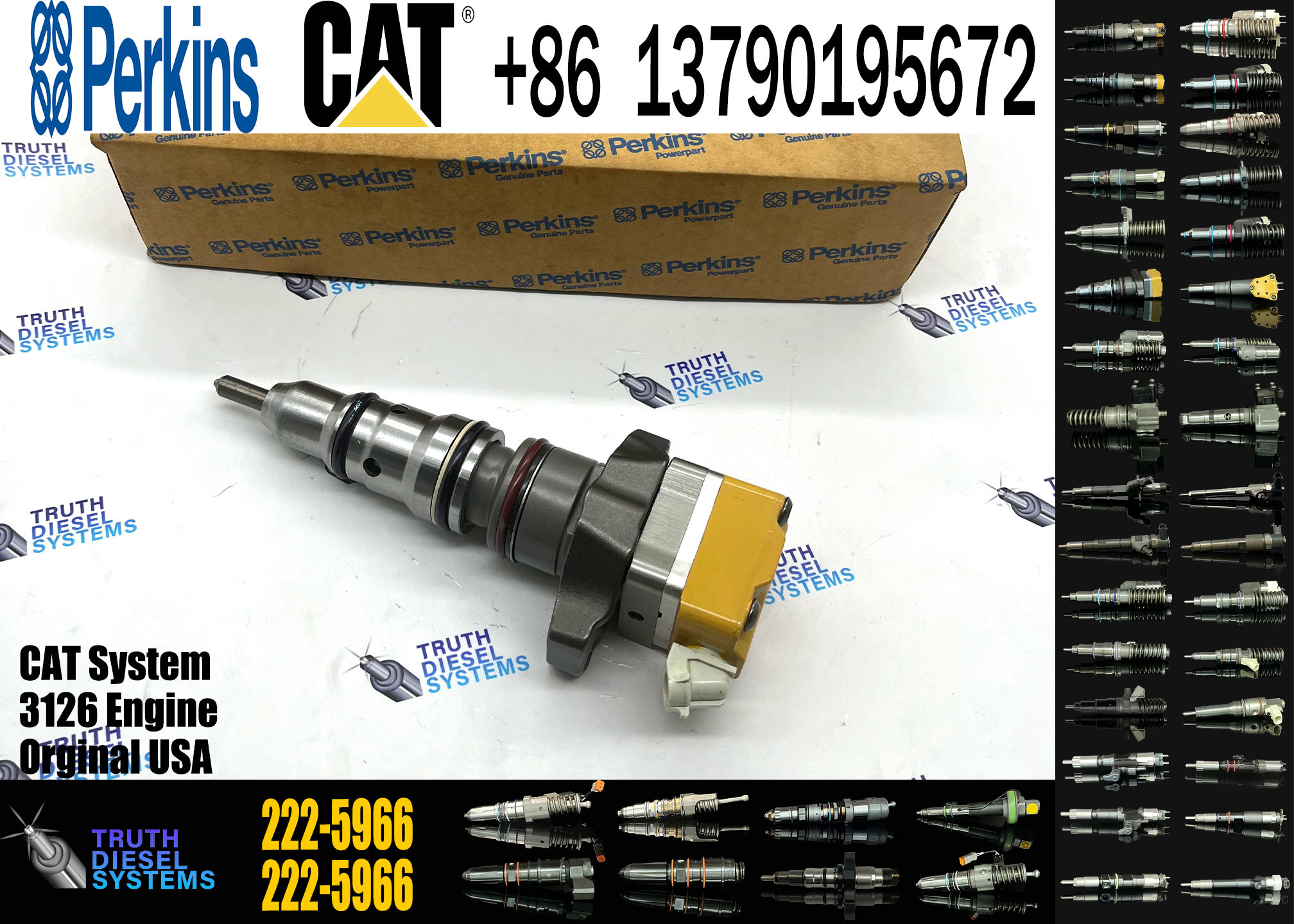 Diesel engine fuel injector 222-5966 2225966 diesel injector assembly fuel injection spare parts 222-5966