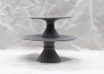 11 Inch Diameter Gray Ceramic Cake Plate , Dolomite Handmade Round Cake Stand