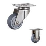 Soft 3 Inch Stainless Steel TPR Caster Wheels Swivel Double Brake