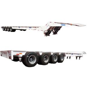 China TITAN 4 Axle 100 Tons Folding Gooseneck Trailer for Sale | Folding Neck Lowboy for Sale factory