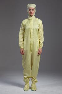 China Food Processing Garment Resuable straight open zipper hooded coverall with socks yellow durable in food Workshop factory
