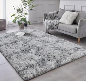 China Custom Area Rugs for Living Room Home Decorative Fluffy Floor Carpet Mat Tie Dyed Light Grey Rug factory