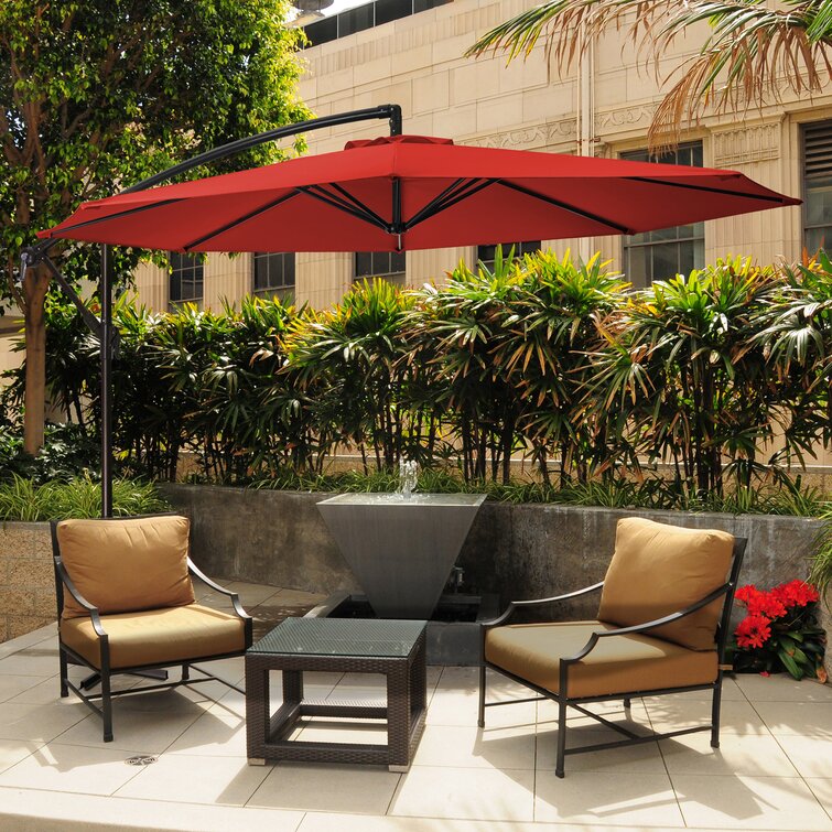 Stainless Steel Pole Hanging Umbrella for Outdoor Furniture AJUNION 8 Ribs