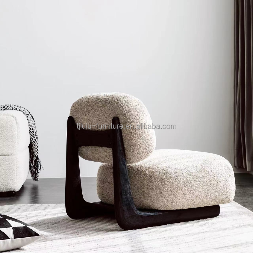 Solid Wood Leisure Lounge Fabric Living Room Furniture Sofa Nordic Chair 50pcs Modern Wooden Sofa Chair Upholstered Chair
