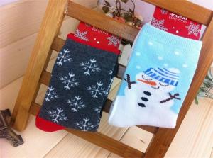 China Lovely cute cartoon christmas snowman design supersoft cotton dress socks in high warmth factory