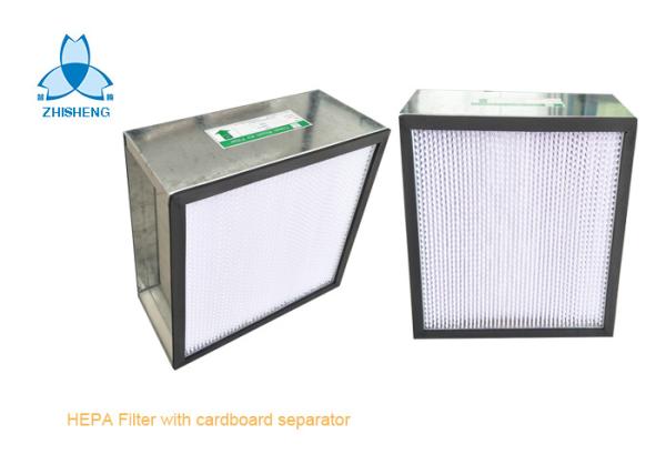 Deep Pleat HEPA Air Filter For Hospital with Galvanized Frame / Fiberglass Media