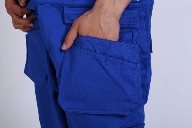 79% Cotton Blue Fr Coverall Bibs , 20% Polyester Chemical Protective Suit