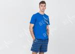 Mens Cotton Jersey Round Neck Tee and Yarn Dyed Striped Short Pants Pyjamas Set