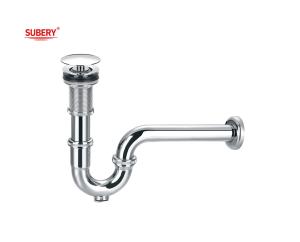 China Lavatory Basin Waste Siphon Bathroom Basin Drain For Wash Basin Chrome OEM factory