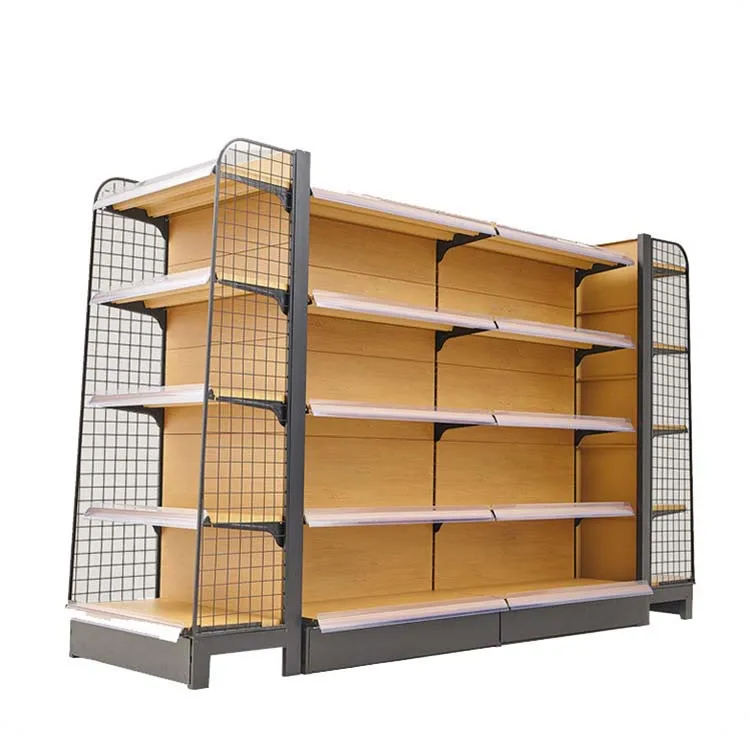 Customized Wood Grain Shelving Transfer Heavy Duty Shelves For Retail Store