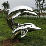 Outdoor metal Dolphin stainless steel statue with mirror polish,Stainless steel