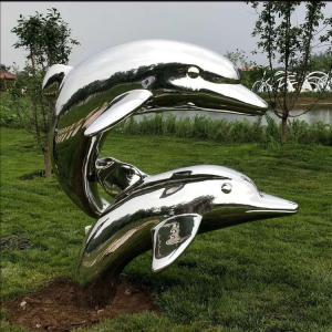 China Outdoor metal Dolphin stainless steel statue with mirror polish,Stainless steel sculpture supplier factory