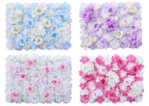 China Silk Plastic PE Wedding Artificial Rose Flower Wall Panel factory