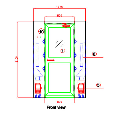 Full SUS304 Automatic Cleanroom Air Shower For 4 Persons With Three Sides Blowing