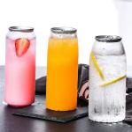 400ml Pet Square Shape Plastic Beverage Bottles Juice With Cap Food Grade Paper