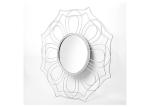 Wall Decor Mirror Silver Hexagon Metal Frame Floral Design Wall Mirror