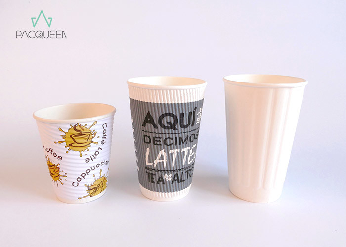 White Ripple Paper Cup Branded Heat Scald Proof Eco Friendly Printing