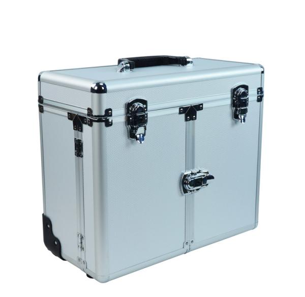 Silver Aluminum Hairdresser Trolley Case Aluminum Grooming Case With Trolly In