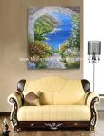 Modern Palette Knife Oil Painting , Scenery Garden Flower Painting Thick Oil