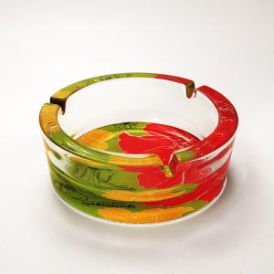China 13cm 5.1 Inch Dia Round Heavy Glass Ashtray Machine Pressed With Notches factory