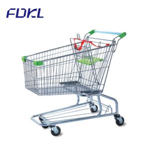 China Unfolding Steel Shopping Trolley , Wire Shopping Cart With Wheels factory