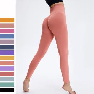 China High Waisted Seamless Gym Peach Butt Lifting Leggings Nude 14 Colors S M L Size factory