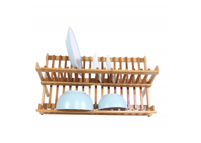 Factory direct sell bamboo plate drying rack wood dish racks kitchen