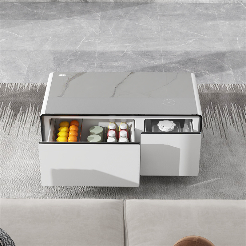 Smart Coffee Table with Multifunctional Beer Cooler and Temperature Range 3 8 C