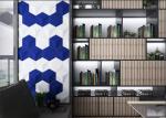 200*230mm Decorative Bathroom Floor Tiles , Hexagon Blue Ceramic Tile