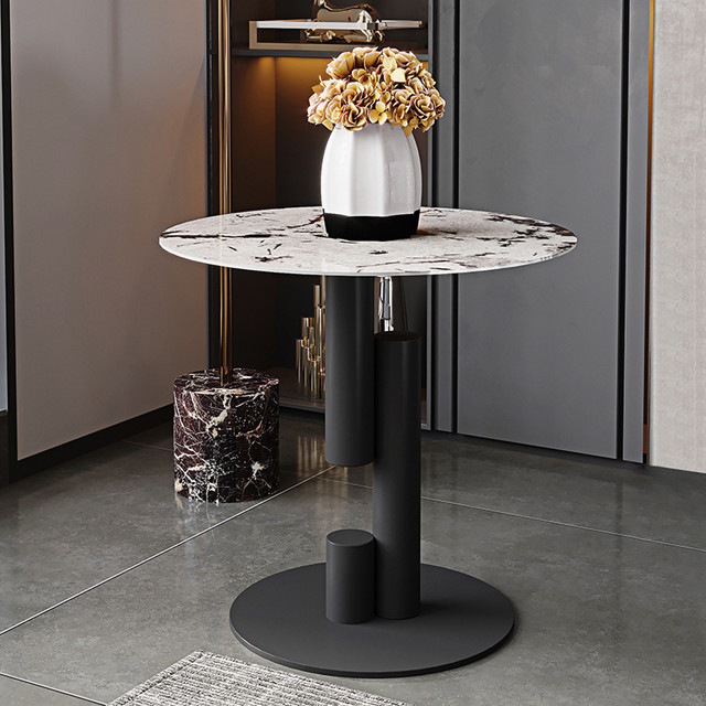 Porcelain Round Rock Coffee Table Moisture Proof Center Tea Table Rock Top