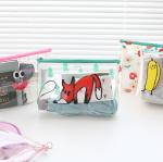 Carton Printing PVC Zipper Bag , Transparent Travel Cosmetic Makeup Bag