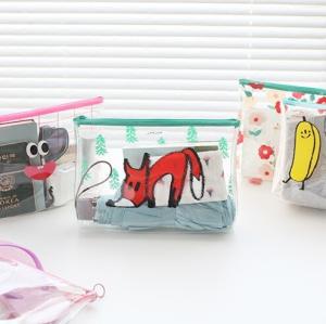 China Carton Printing PVC Zipper Bag , Transparent Travel Cosmetic Makeup Bag factory