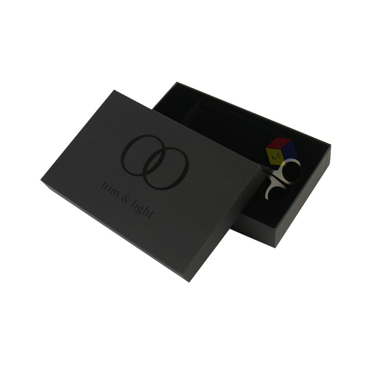 Luxury Black Custom Glossy Logo 2 piece Paper Rigid Cardboard Gift Packaging Box With Lids