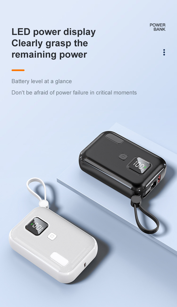 10000mAh Lightweight Mini Power Bank Wireless Charging Type C for On the Go Convenience