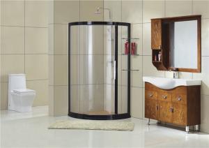 China Black Aluminum Alloy Framed Shower Boxes Tempered Glass CE Certification with Shelf factory