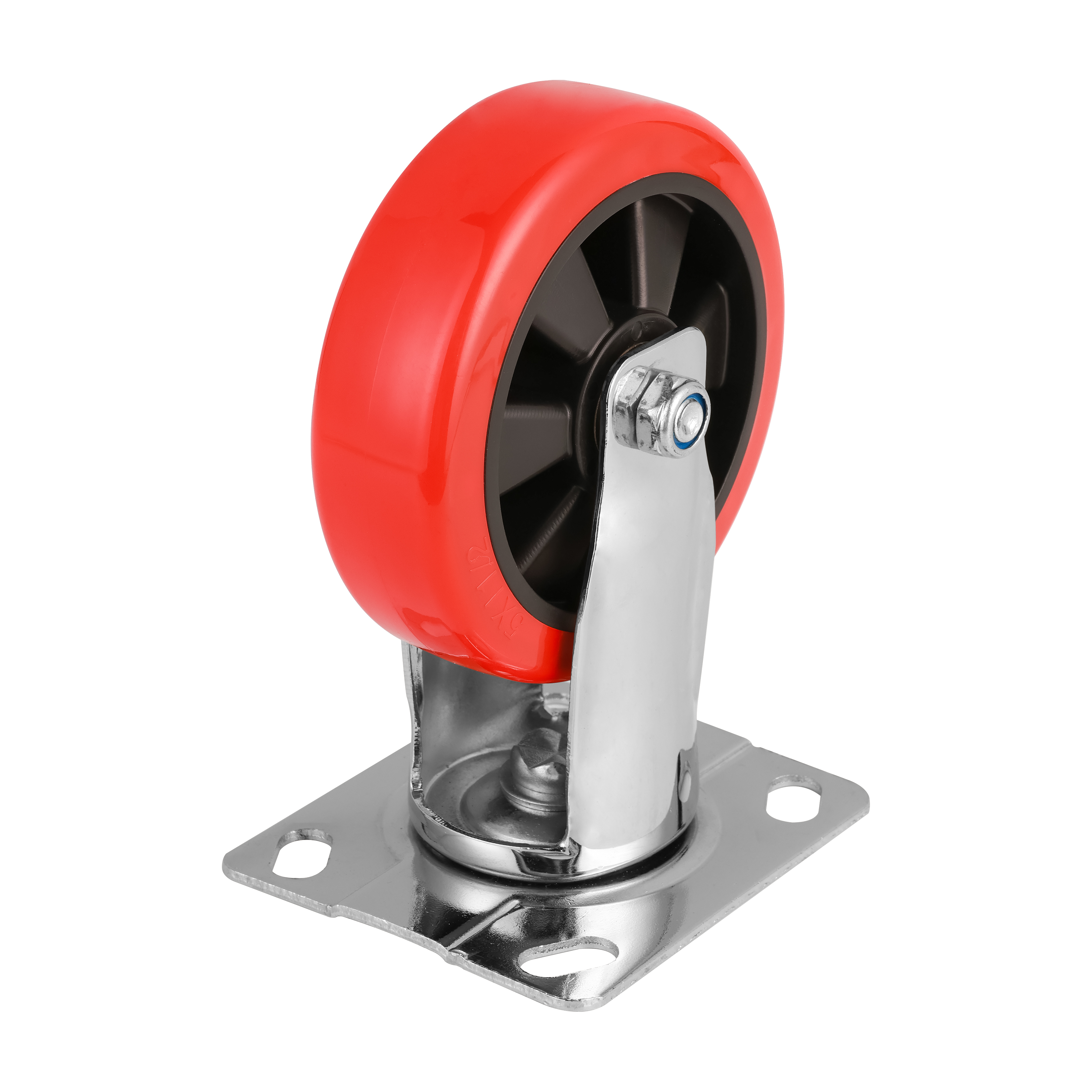 Medium Heavy Duty 80kgs Universal Smooth Running Red PU Polyurethane Caster Wheels for Trolleys