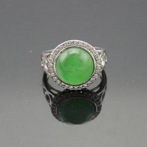 China Silver Jewelry 925 Silver 11mm Round Cubic Zirconia Jade Ring (R25) factory