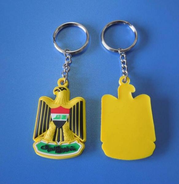 UAE National Day Gift Yellow Eagle 3d Rubber Soft PVC Keychains / Eagle Keyrings