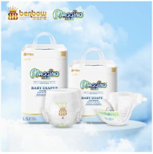 China Maggino Tencel Silky Baby Diaper wholesale price soft breathable PE film diaper factory