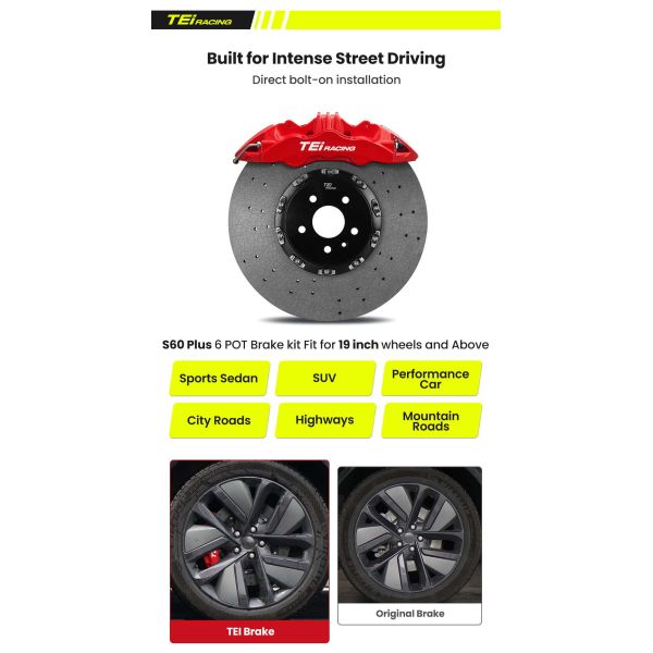 TEI S60 Plus 6 Piston Brake Caliper Big Brake Upgrade R19 R20 R21 Car Wheel Front Car Brake Kit for BMW X5 E53 E70 F15 G05