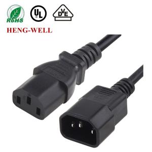China Black US Power Extension Cord , 10A 15A 125V 250V 18AWG Computer Power Cord factory