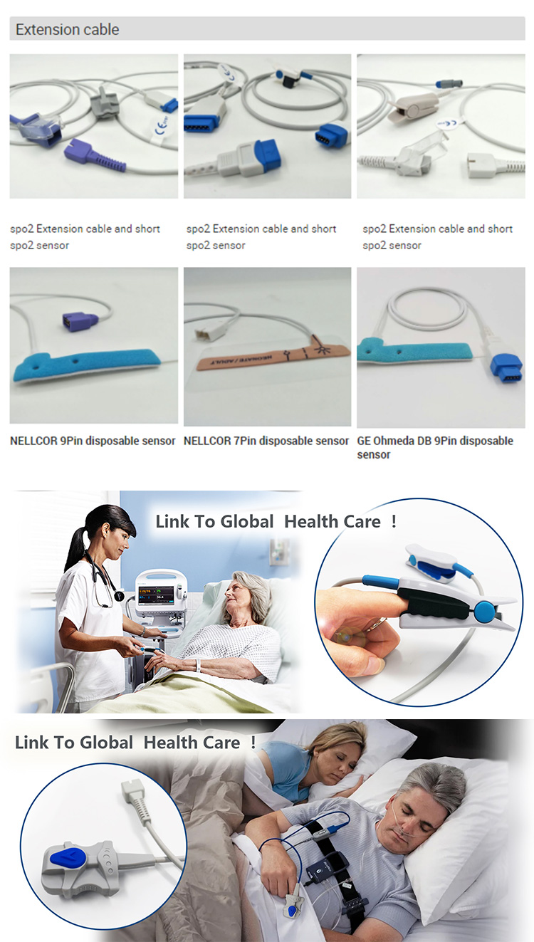 TPU Material Medical Spo2 Sensor Disposable 9 Pin 3m for Adult